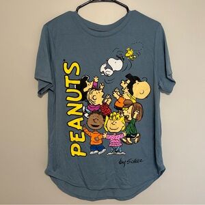Peanuts Short Sleeve Tee - Blue with Colorful Characters